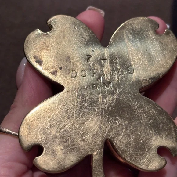 Brass Dogwood Flower MCM Paperweight Clip - Picture 2 of 4